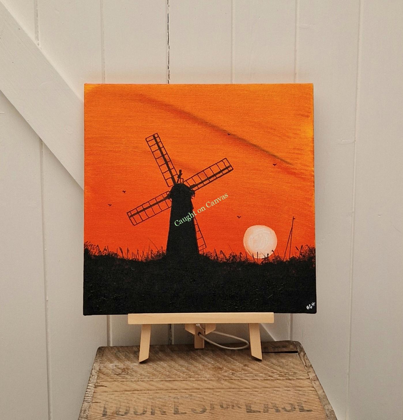 Orange Windmill Sunset
