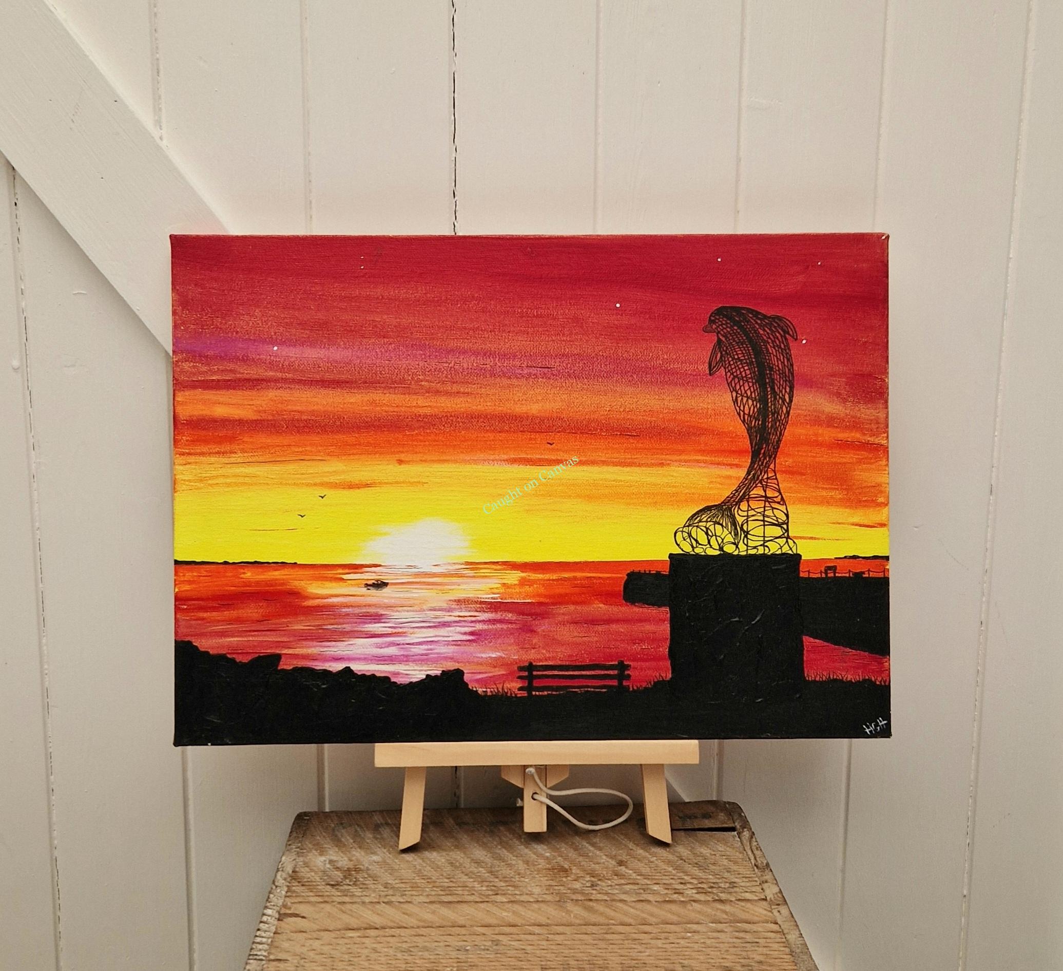 Portsoy Dolphin Sculpture Sunrise