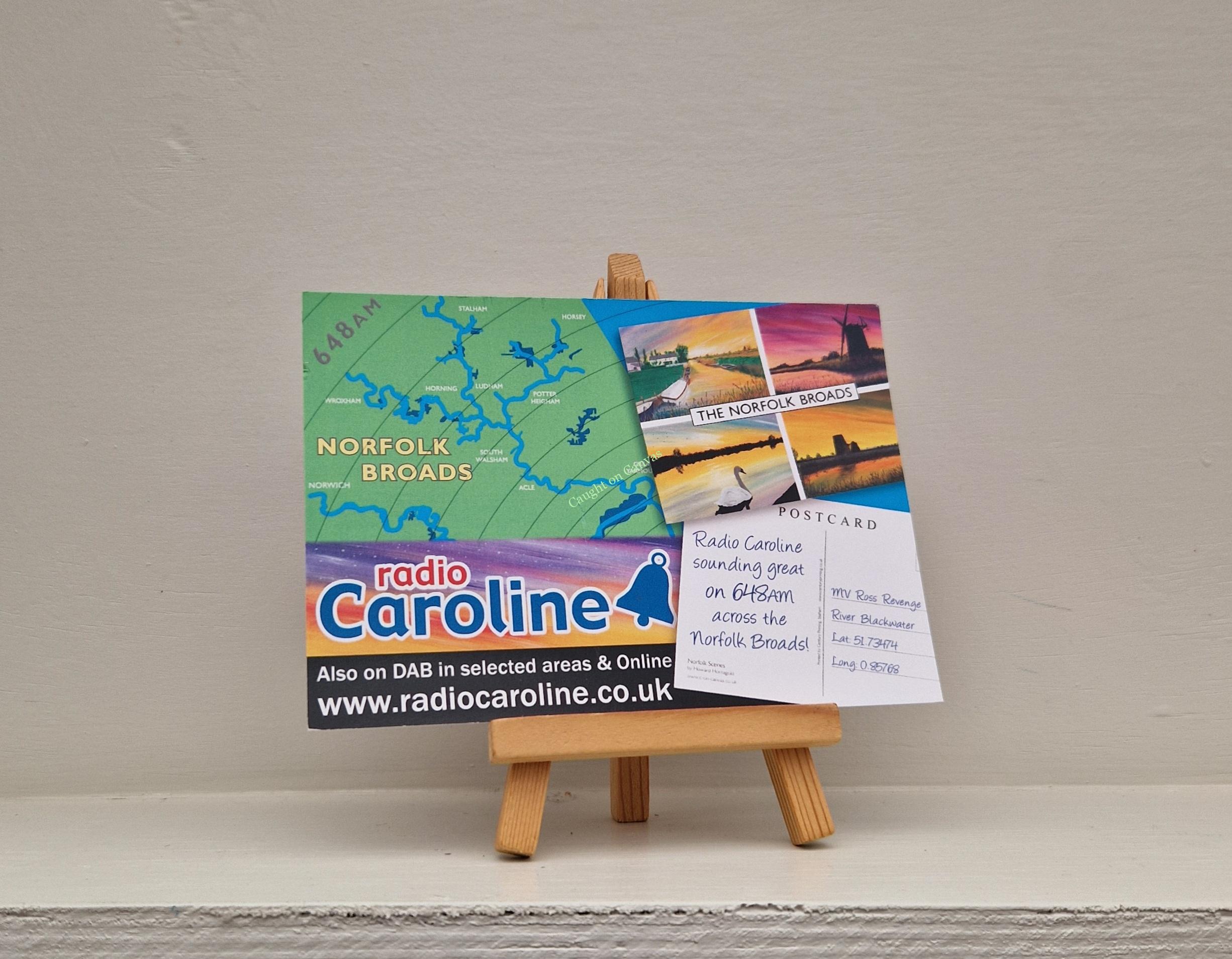 Radio Caroline and the Norfolk Broads postcard.