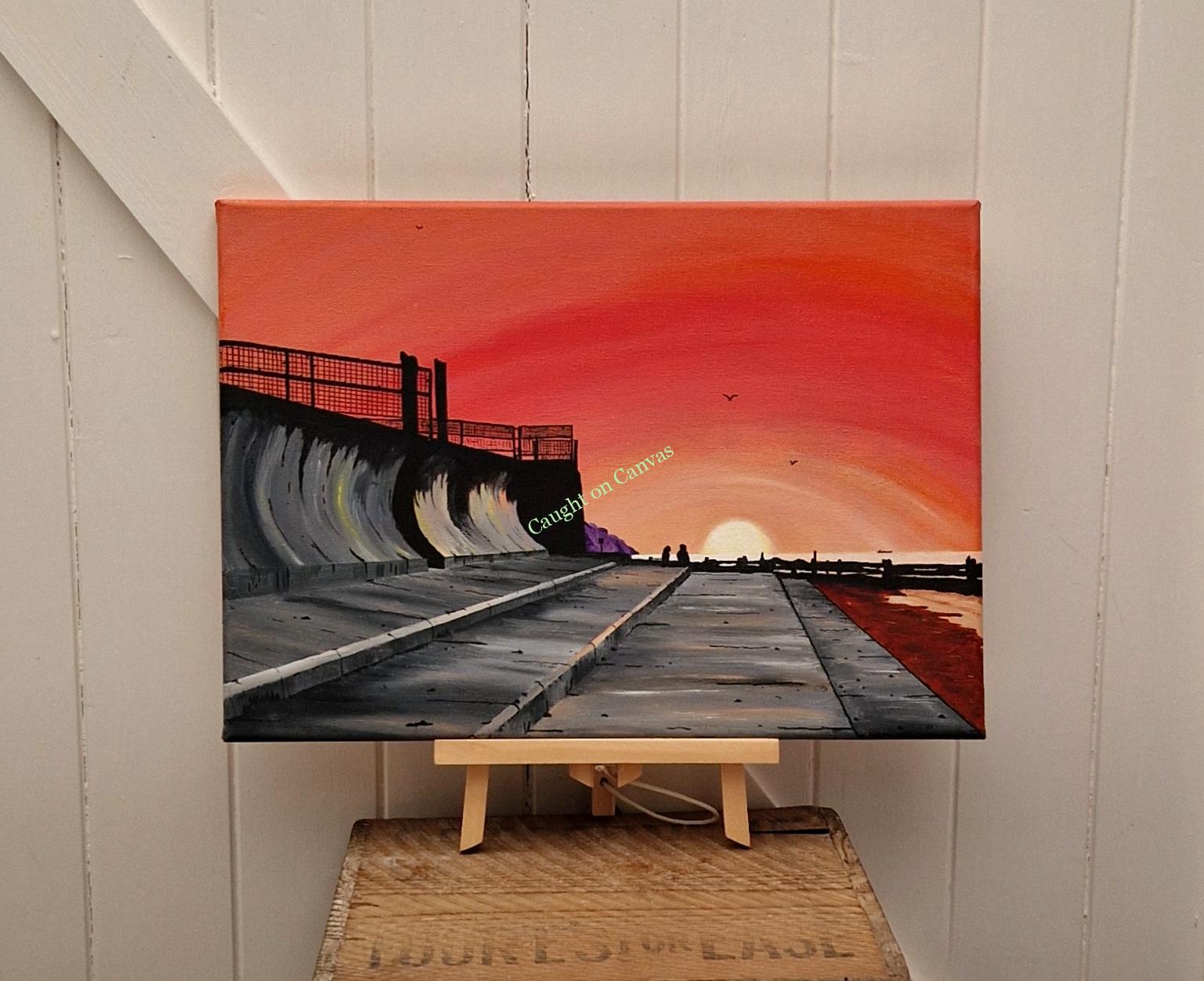 Sea Defence Sunset, Eccles on sea, Norfolk.