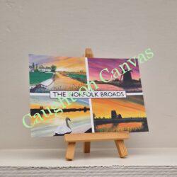 Norfolk Broads Paintings Collage Postcard.