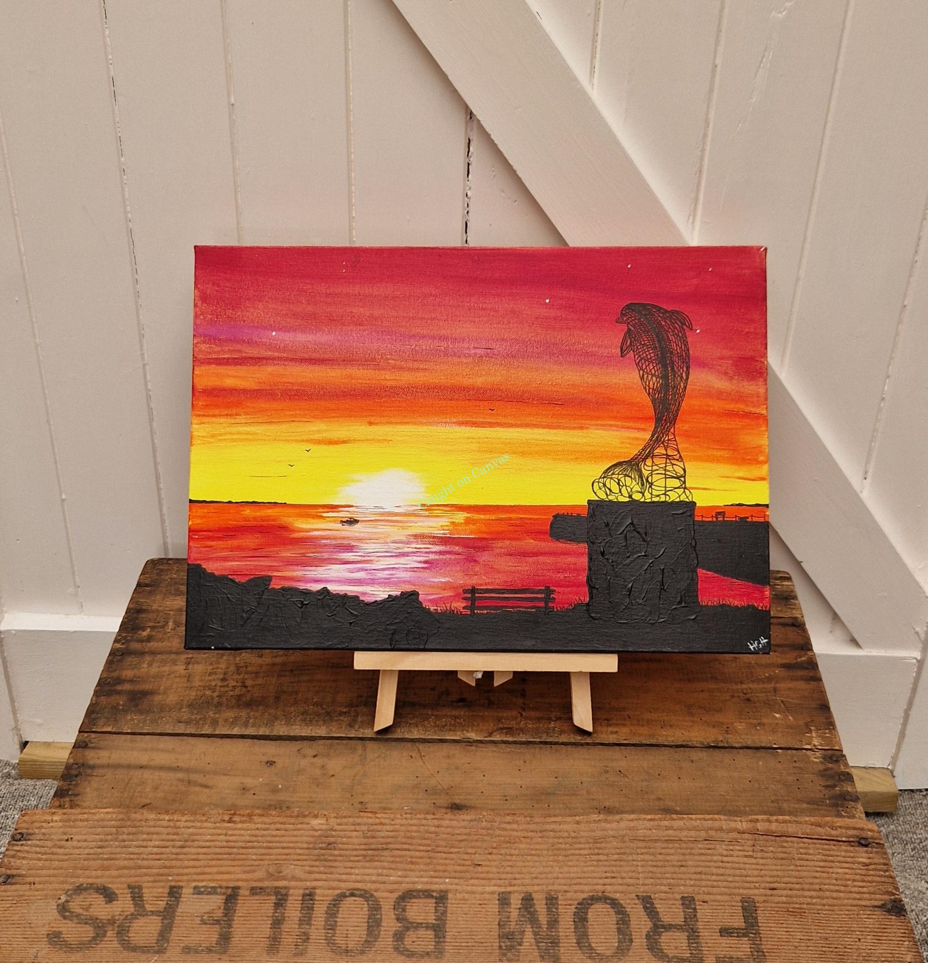 Portsoy Dolphin Sculpture Sunrise