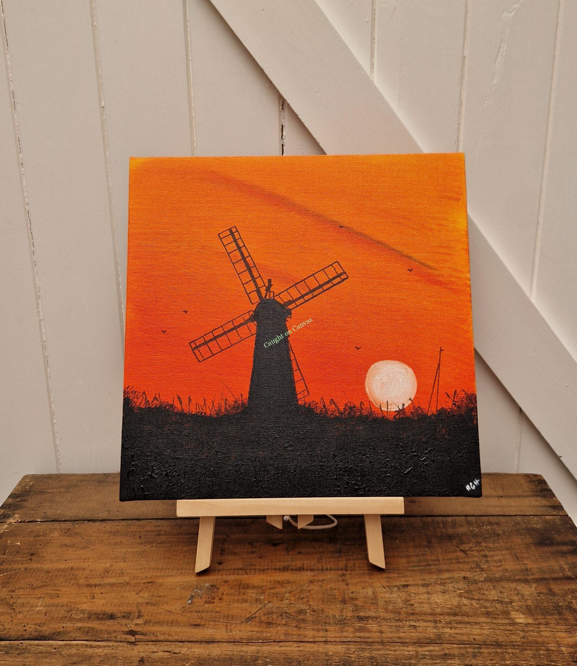 Orange Windmill Sunset