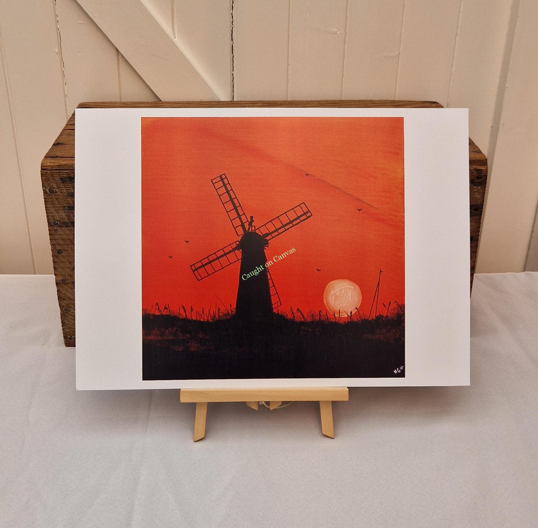 Orange Windmill Sunset - Image 2