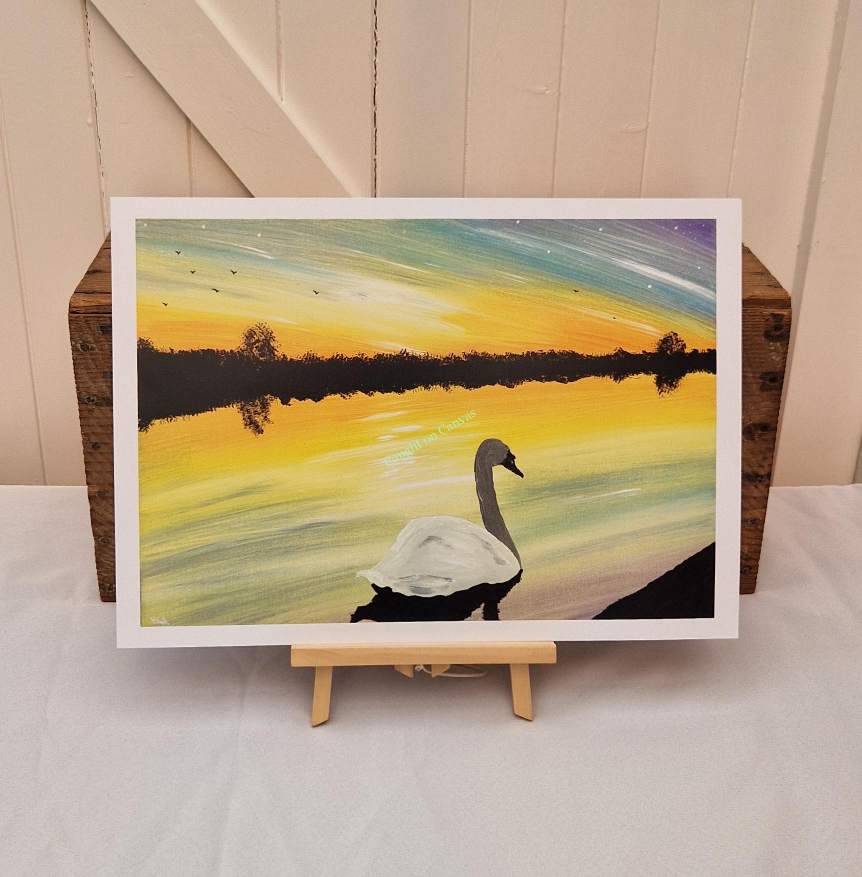 Lone Swan at Sunset