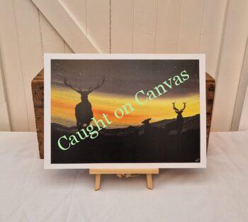 Deer Family Scottish Sunset.