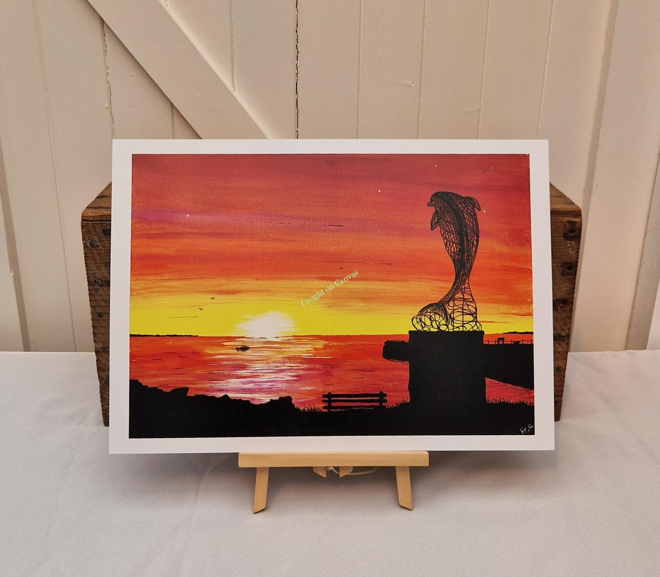 Portsoy Dolphin Sculpture Sunrise - Image 2