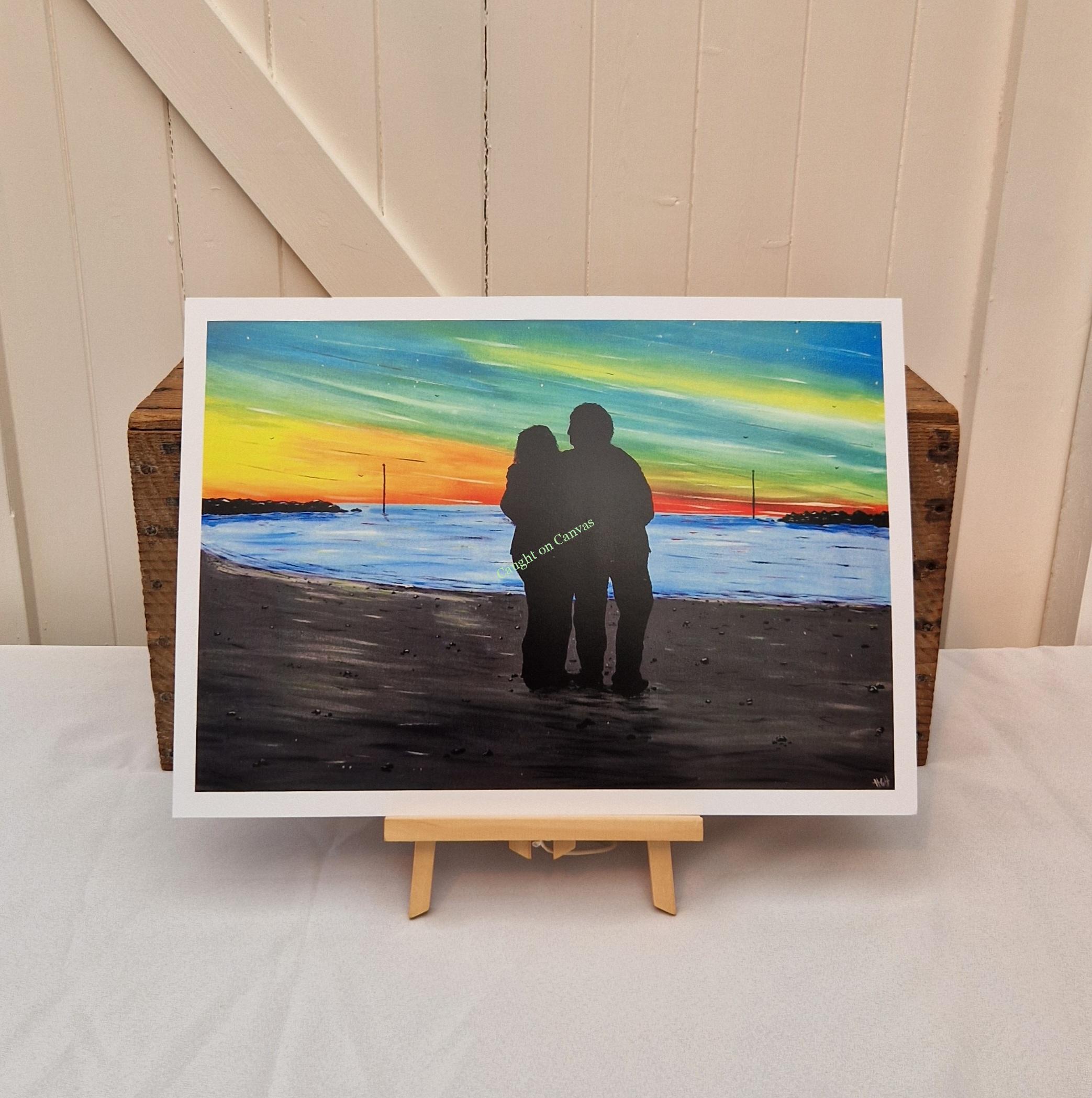 Sea Palling Couple Sunrise, Norfolk coast.