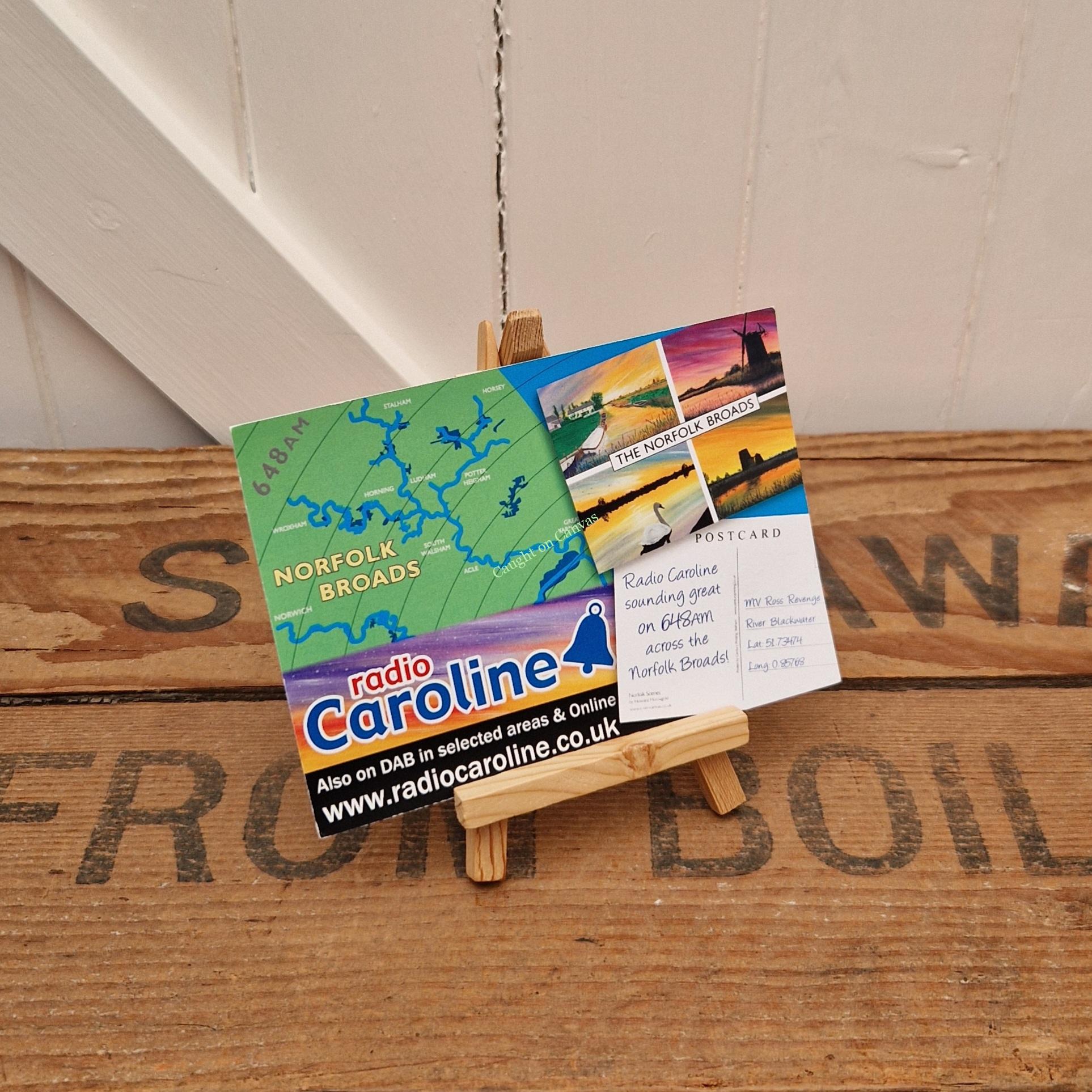 Radio Caroline and the Norfolk Broads postcard.